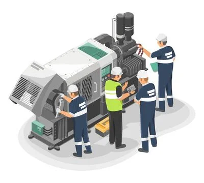 Engineer Maintenance failure machine isometric Stock Illustration