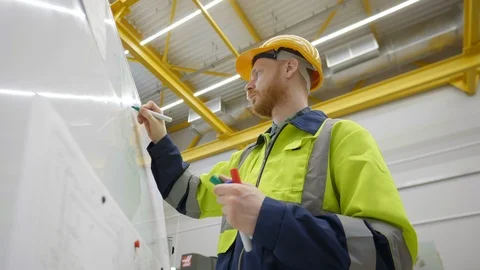 Engineer making a drawing of detail Stock Footage 109337438