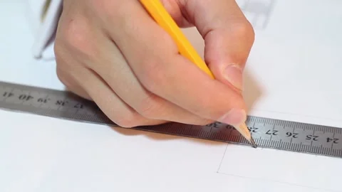 Engineer Making A Drawing In The Office Video stock 91754202