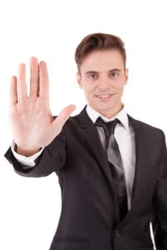 Engineer making stop sign Stock Photos