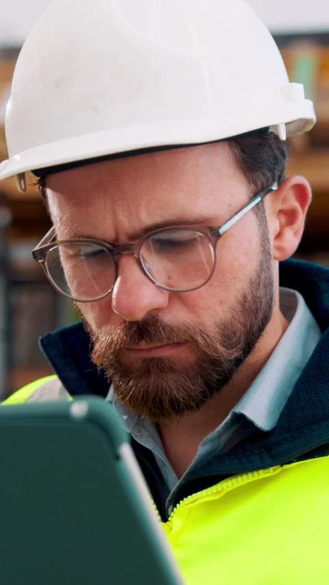 Engineer, man and thinking at construction site with tablet, check building Stock Footage 336213450
