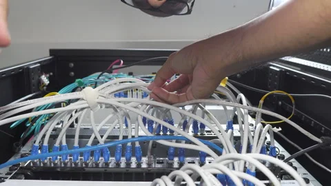 Engineer man asia for network installations Stock Footage 249616918