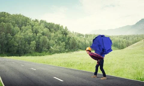 Engineer man carry load Stock Photos