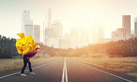Engineer man carry load Stock Photos