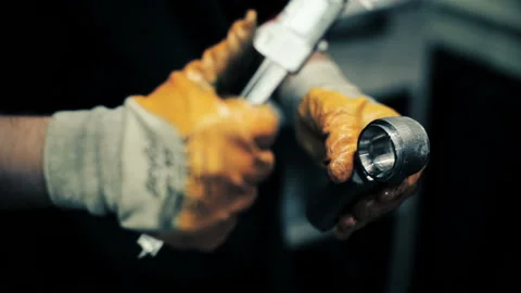 Engineer Man Measuring And Calculating With Caliper In Steel Factory Stock Footage 154911010