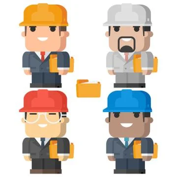 Engineer man smiling and holding folder Stock Illustration
