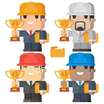 Engineer man smiling and holding cup Stock Illustration