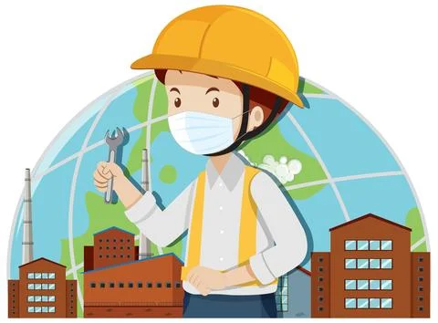 Engineer man wearing hard hat Stock Illustration