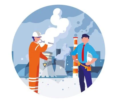 Engineer man with work tools in the factory Stockillustratie