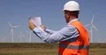 Engineer Manager Check Blueprint Technical Drawing Wind Turbine Farm Paper Plans 4k or 4k+ Resolution