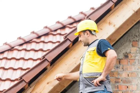 The engineer manages the construction process Stock Photos