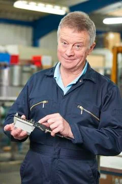Engineer Measuring Component With Micrometer Stock Photos