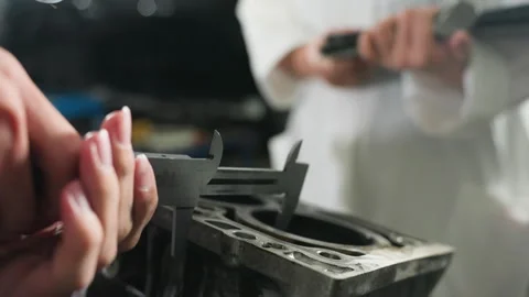 Engineer Measuring Engine Dimensions wit... | Stock Video | Pond5
