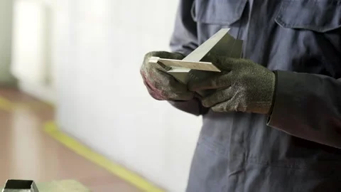Engineer measuring new metal Stock Footage 151490588