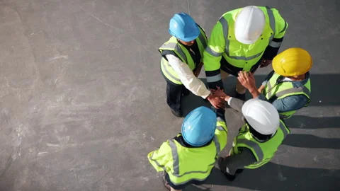 Engineer, meeting and hand stack for construction, motivation and celebration 動画素材 341547272