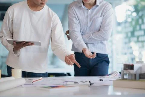 Engineer meeting for architectural project Stock Photos