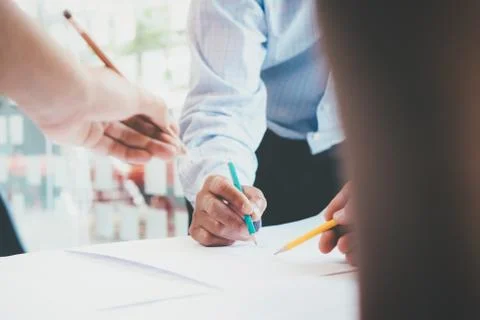Engineer meeting for architectural project working with partner. Stock Photos