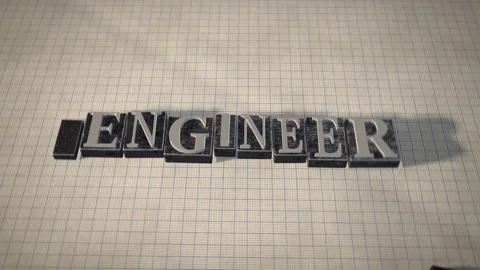 Engineer metal letterpress type blocks 3D animation seamless loop Stock Footage 347718779
