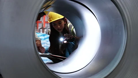 Engineer metal worker industrial experienced operator technician worker checked Stock Footage 173388320