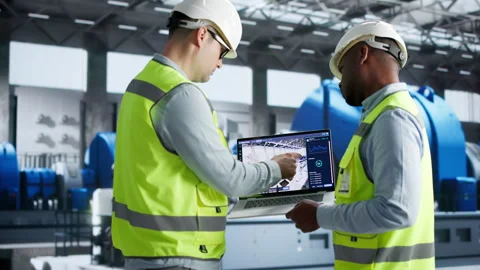 Engineer Monitors 3D Simulation Stock Footage 346927788