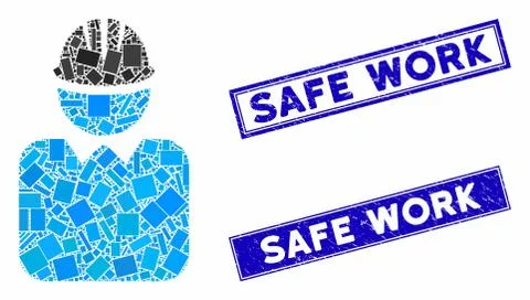 Engineer Mosaic and Scratched Rectangle Stamp Seals Illustrazione stock