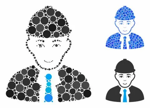 Engineer Mosaic Icon of Spheric Items Illustrazione stock