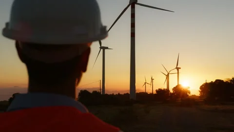 Engineer In The Nature At Sunset Stock Footage 280964658