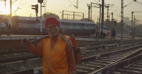 Engineer at New Delhi Railway Station Stock Footage 73003145