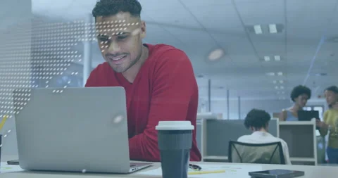 Engineer in office typing code on console run and verifying output while Stock Footage 314148343