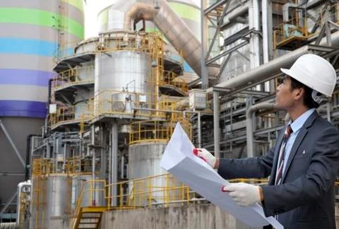 Engineer oil refinery Stock Photos