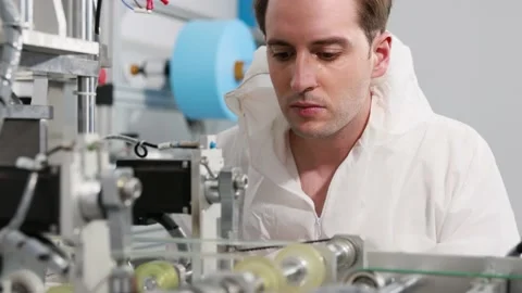 Engineer operate or repairing machine in factory Stock Footage 158468632