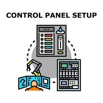Engineer operating automation control panel system setup Illustrazione stock