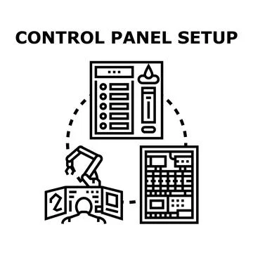 Engineer operating automation control panel system setup Stockillustratie