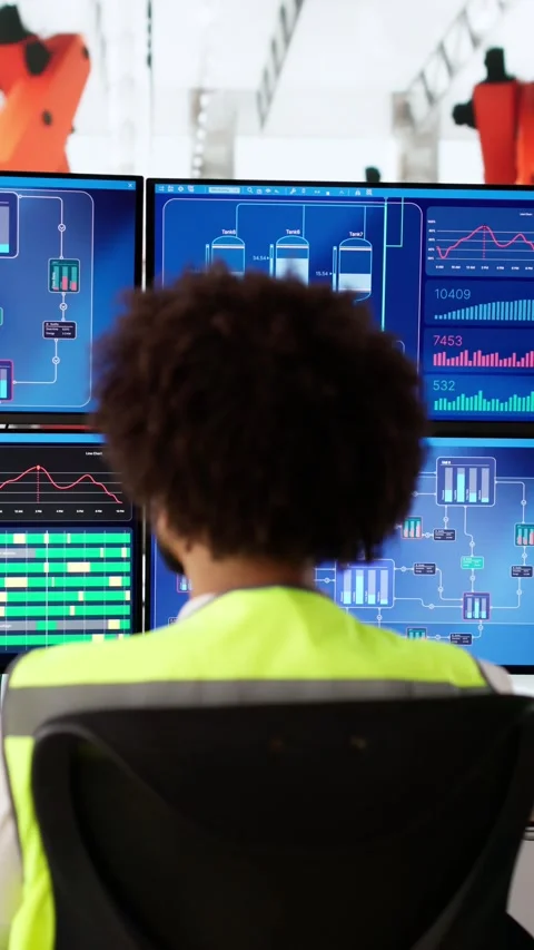 Engineer Operator Using Scada System Stock Footage 305886763
