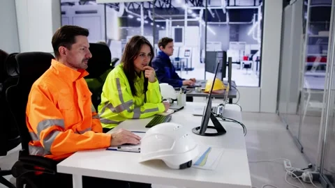 Engineer Operators Using Scada System | Stock Video | Pond5