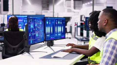 Engineer Operators Using Scada System Stock Footage 275474057