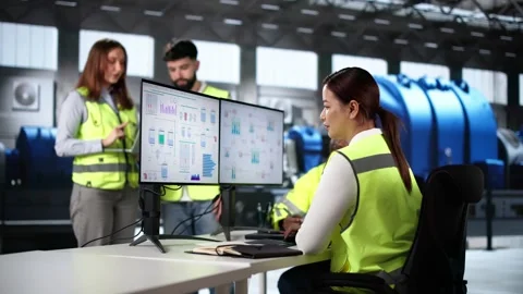 Engineer Operators Using Scada System Stock Footage 296923043