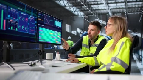Engineer Operators Using Scada System Stock Footage 316449677