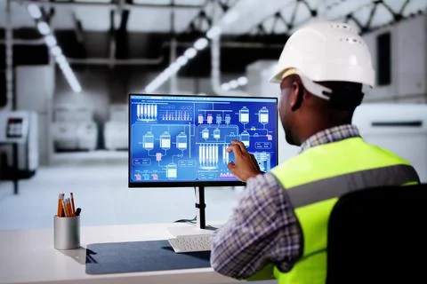 Engineer Operators Using Scada System Stock Photos