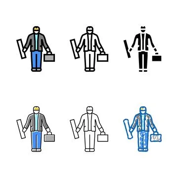 Engineer or architect color icon variations vector Illustrazione stock