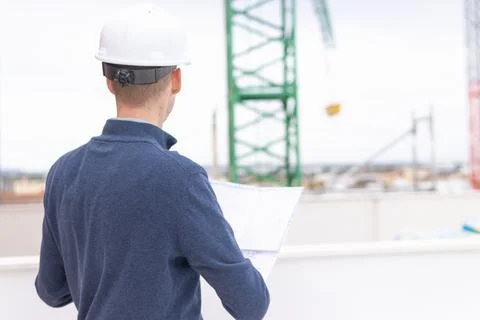 Engineer or architect planning and managing a modern construction project, .. Stock Photos