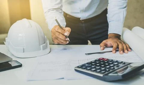 Engineer or architects working planning project on desk. 写真素材