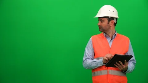 Engineer or Architecture Making Presentation with Tablet on Digital Screen Stock Footage 88652769