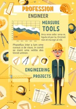 Engineer or builder man, industrial tools Stock Illustration