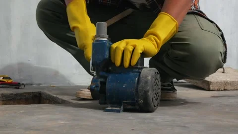 Engineer or plumber repairing or maintenance water pump Stock Footage 268685197