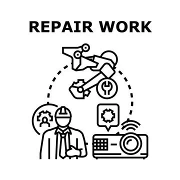Engineer performing technical repair and maintenance work Stock Illustration