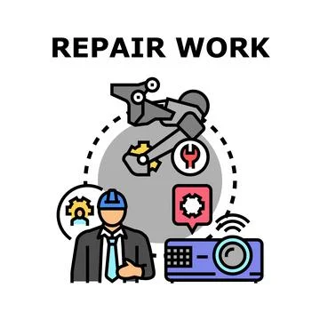 Engineer performing technical repair and maintenance work Stock Illustration