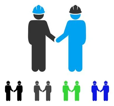 Engineer Persons Handshake Flat Icon Stock Illustration