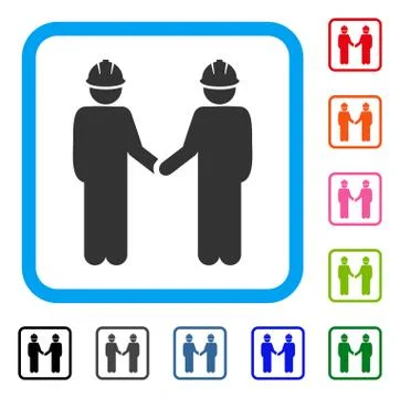 Engineer Persons Handshake Framed Icon Stock Illustration