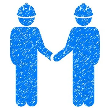 Engineer Persons Handshake Grainy Texture Icon Stock Illustration